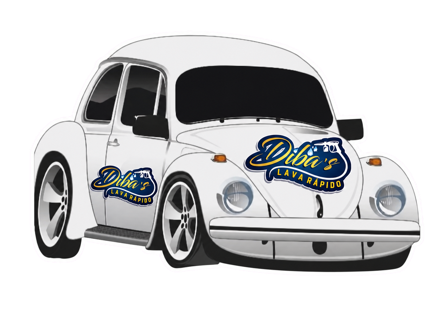 Fusca branco, símbolo do Diba's Lava Rápido